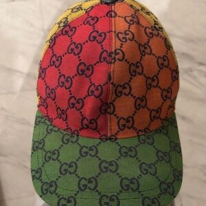 Gucci Rainbow GG Monogram Baseball Cap in Red, Orange, Yellow and Green